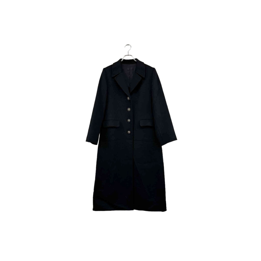 black cashmere coat カシミヤ100% チェスターコート ブラック サイズ9 アウター レディース ヴィンテージ 8 レディースのジャケット/アウター(チェスターコート)の商品写真