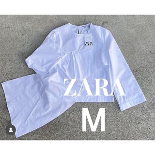 ザラ(ZARA)の【完売商品】ZARA アシンメトリー　ポプリン　ブラウス　ポプリンブラウス　レア(シャツ/ブラウス(長袖/七分))