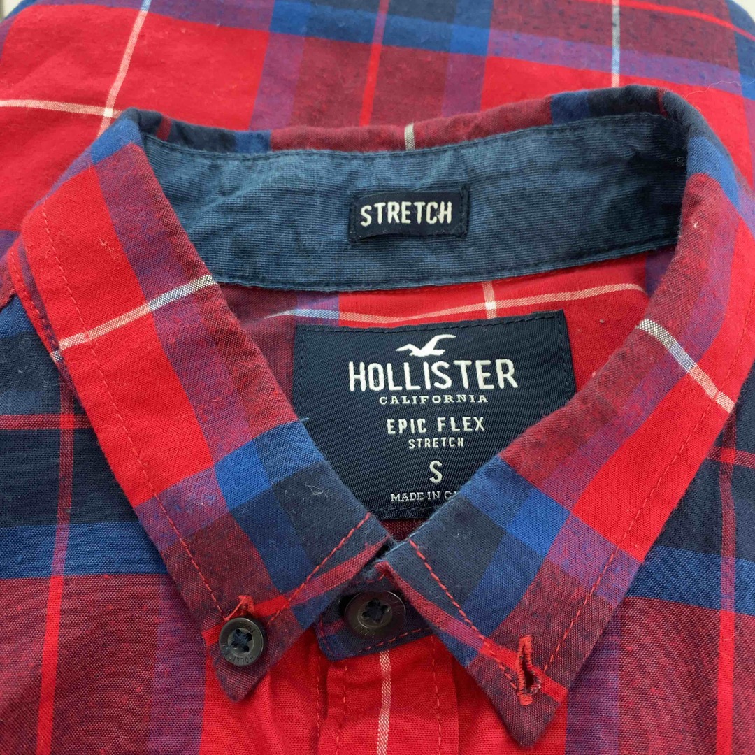 Hollister(ホリスター)のHOLLISTER ホリスター メンズ 長袖シャツ　チェック　ボタンダウン　赤　ロゴ刺繍 メンズのトップス(シャツ)の商品写真