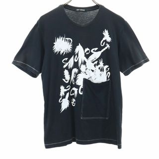 イッセイミヤケ(ISSEY MIYAKE)のイッセイミヤケ 日本製 プリント 半袖 Tシャツ 2 ブラック ISSEY MIYAKE メンズ 古着 【240314】 メール便可(Tシャツ/カットソー(半袖/袖なし))