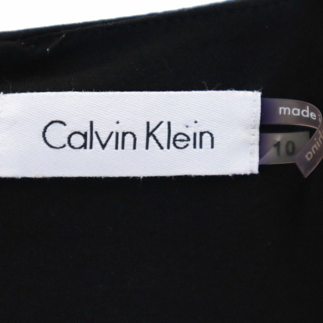 Calvin Klein(カルバンクライン)のカルバンクライン 半袖 膝丈ワンピース 10 黒 Calvin Klein フレンチスリーブ レディース 古着 【240314】 レディースのワンピース(ひざ丈ワンピース)の商品写真
