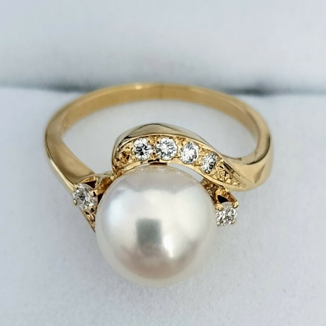 MIKIMOTO(ミキモト)のミキモト ダイヤモンド×パール リング K18YG 8.2mm 4.0g レディースのアクセサリー(リング(指輪))の商品写真