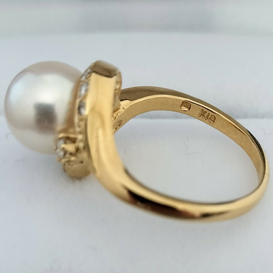 MIKIMOTO(ミキモト)のミキモト ダイヤモンド×パール リング K18YG 8.2mm 4.0g レディースのアクセサリー(リング(指輪))の商品写真