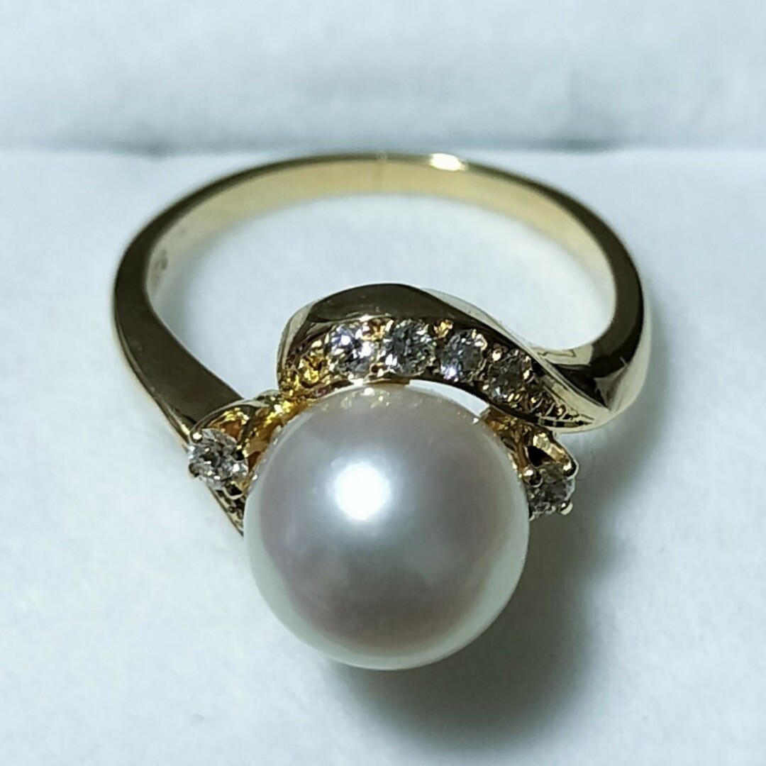 MIKIMOTO(ミキモト)のミキモト ダイヤモンド×パール リング K18YG 8.2mm 4.0g レディースのアクセサリー(リング(指輪))の商品写真