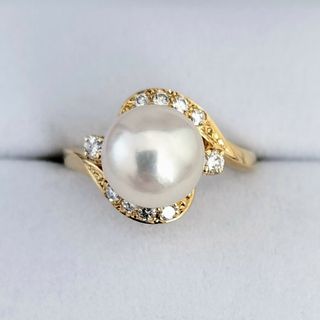 ミキモト(MIKIMOTO)のミキモト ダイヤモンド×パール リング K18YG 8.2mm 4.0g(リング(指輪))