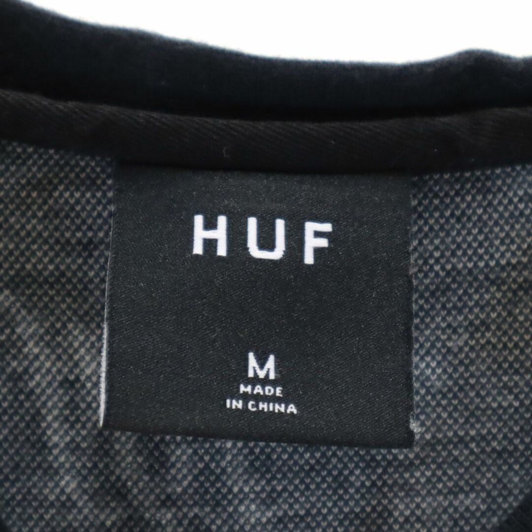 HUF(ハフ)のハフ 総柄 半袖 Tシャツ M ブラック HUF メンズ 古着 【240314】 メール便可 メンズのトップス(Tシャツ/カットソー(半袖/袖なし))の商品写真