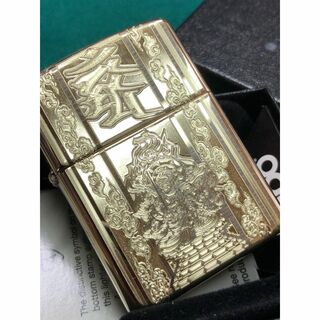 ジッポー(ZIPPO)のジッポーアーマーボディー金 不動明王ジッポ　カンマーン　梵字　　裏面名入れ(タバコグッズ)