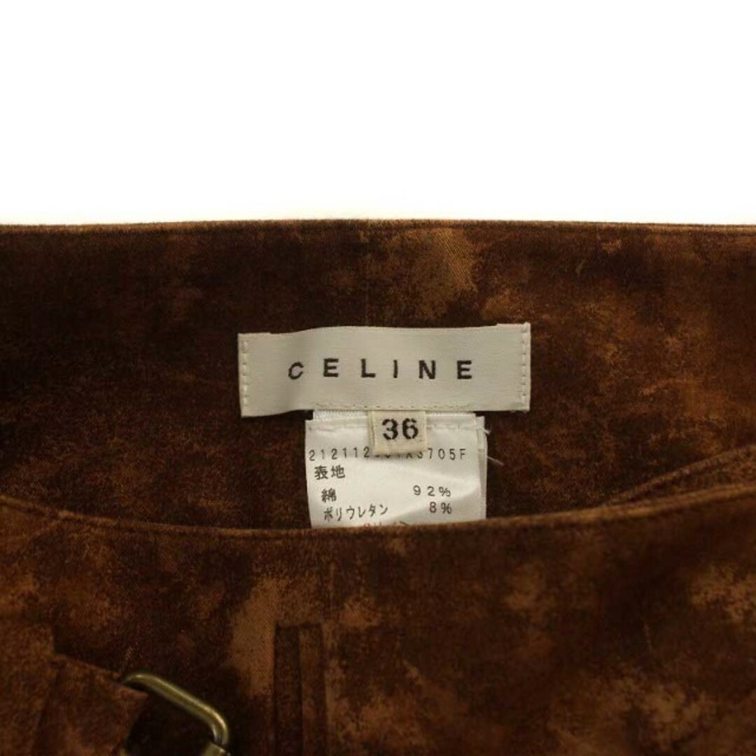 celine(セリーヌ)のセリーヌ CELINE 台形スカート ひざ丈 ベルト 36 S 茶 ブラウン レディースのスカート(ひざ丈スカート)の商品写真