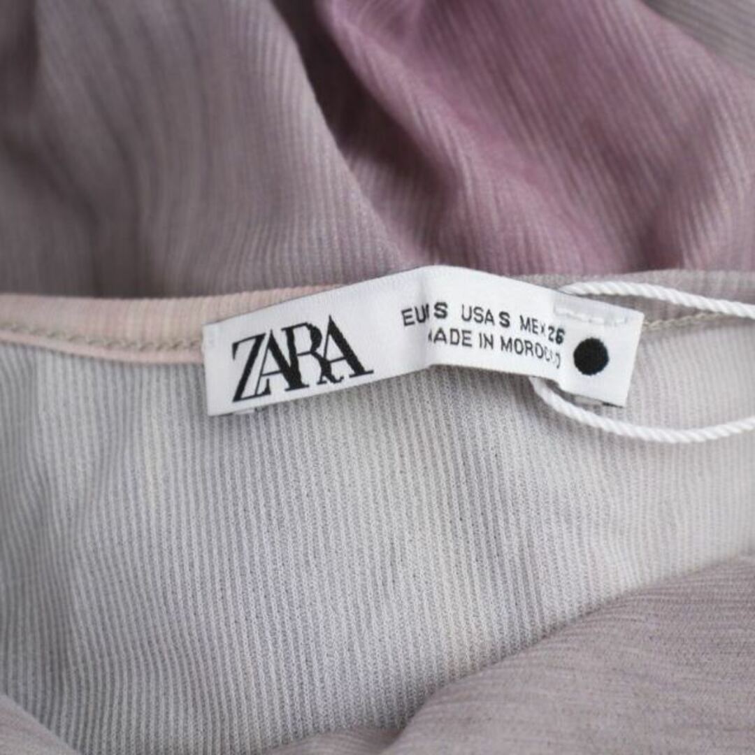 ZARA(ザラ)のザラ ワンピース ロング ノースリーブ 総柄 S グレー 紫 レディースのワンピース(ロングワンピース/マキシワンピース)の商品写真