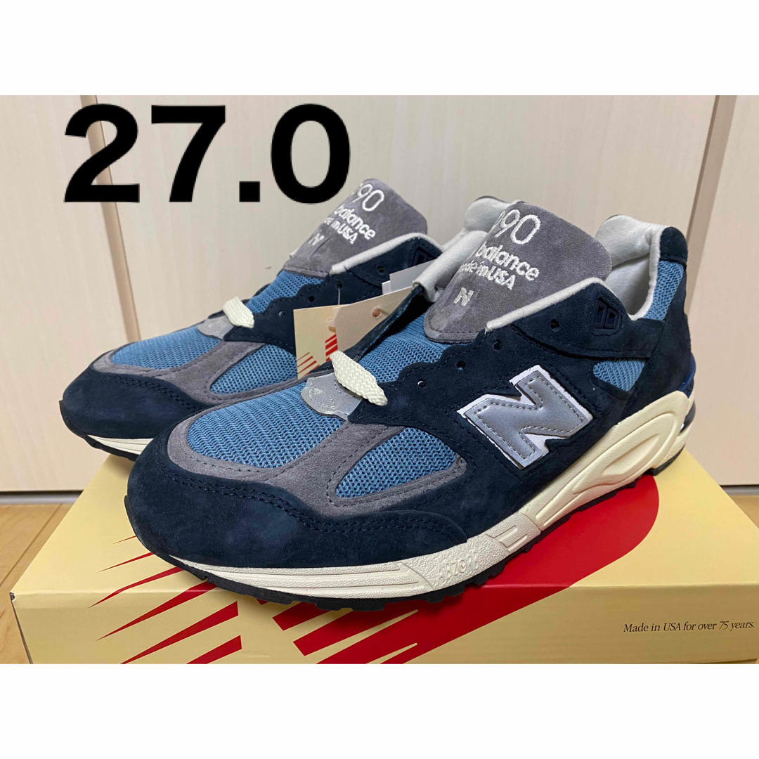 New Balance(ニューバランス)のNew Balance 990V2 Navy 27.0㎝ メンズの靴/シューズ(スニーカー)の商品写真