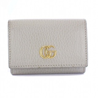 グッチ(Gucci)のグッチ ダブルG ウォレット 三つ折り財布 レザー グレー 735212(財布)