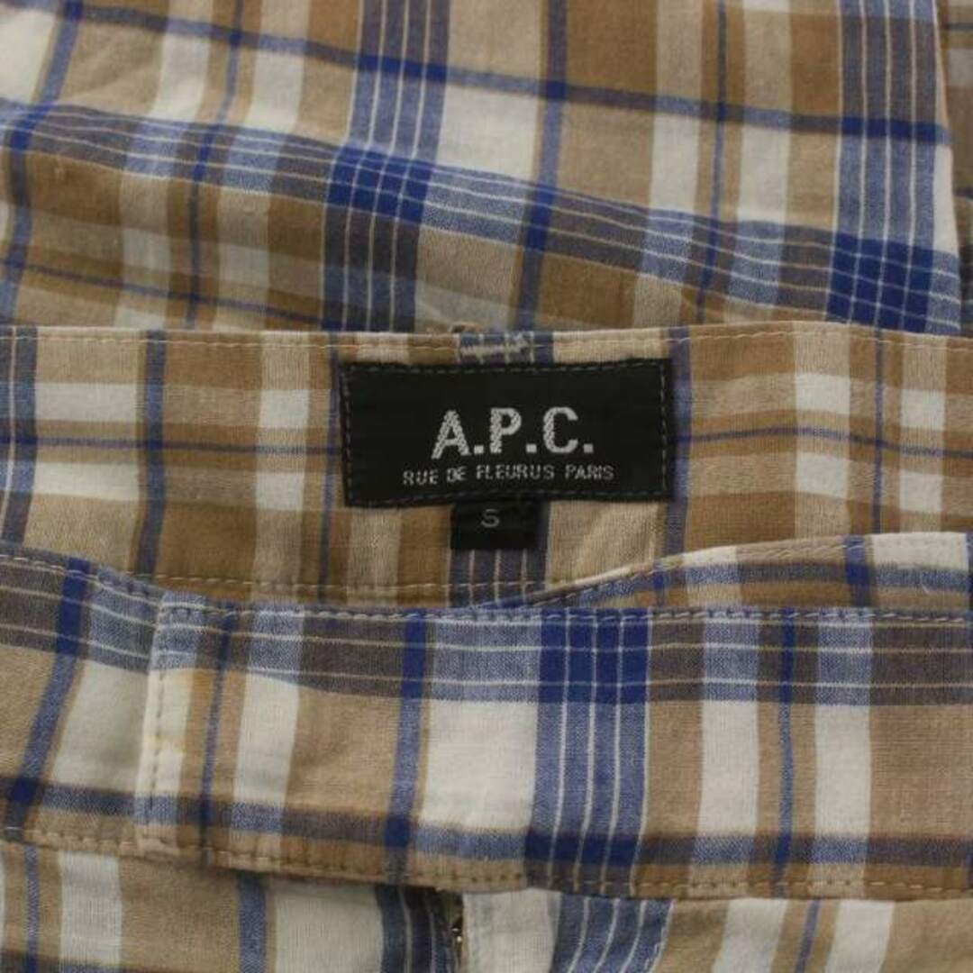 A.P.C(アーペーセー)のA.P.C. ハーフパンツ ショート チェック スプリング S ベージュ 青 メンズのパンツ(ショートパンツ)の商品写真