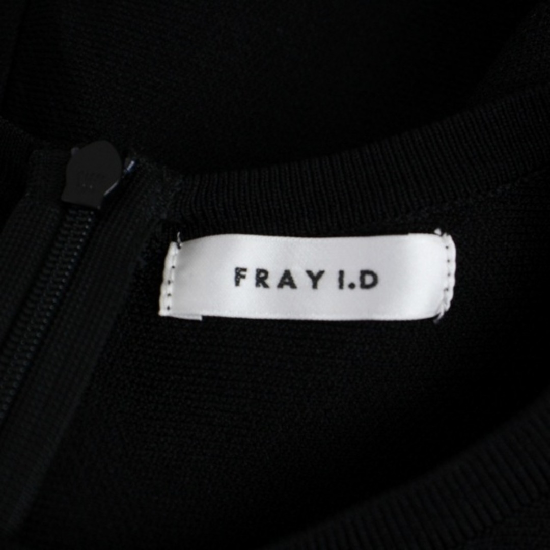 FRAY I.D(フレイアイディー)のフレイアイディー スカラップジャガードニットワンピース ロング 半袖 F 黒 レディースのワンピース(ロングワンピース/マキシワンピース)の商品写真