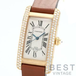 カルティエ(Cartier)の【OH済】 カルティエ 【CARTIER 】 タンクアメリカン MM WB701951 ボーイズ シルバー K18イエローゴールド 腕時計 時計 TANK AMERICAN MM  SILVER K18YG ダイヤモンドベゼル 2重ダイヤ【中古】 (腕時計(アナログ))