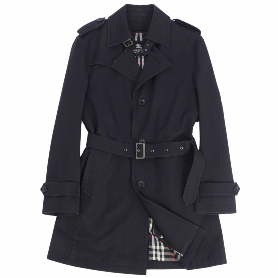 BURBERRY BLACK LABEL(バーバリーブラックレーベル)のバーバリー ブラックレーベル BURBERRY BLACK LABEL コート トレンチコート 裏チェック ライナー付き アウター メンズ M ブラック メンズのジャケット/アウター(トレンチコート)の商品写真