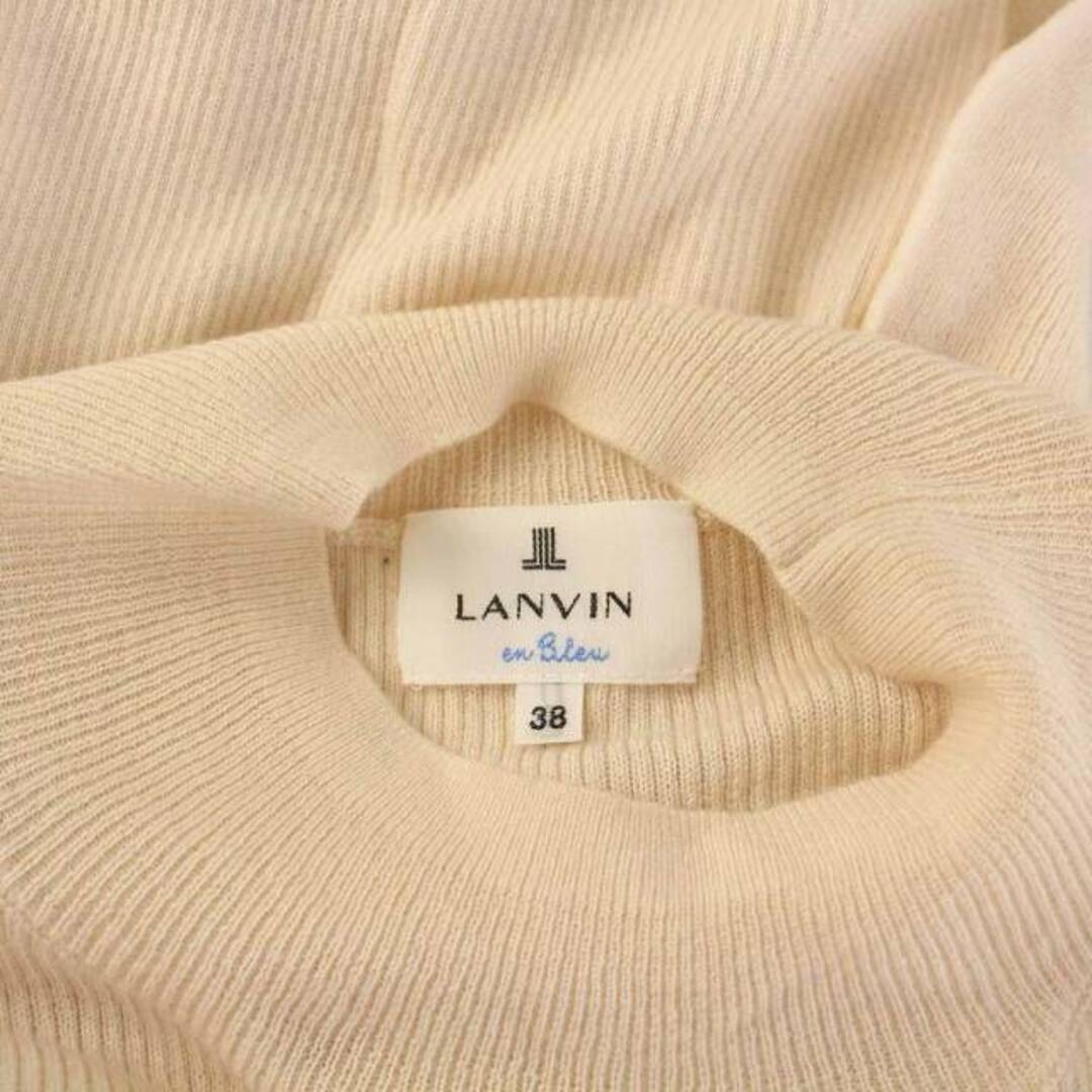 LANVIN en Bleu(ランバンオンブルー)のランバンオンブルー サイドフリルニットワンピース ロング 長袖 38 アイボリー レディースのワンピース(ロングワンピース/マキシワンピース)の商品写真