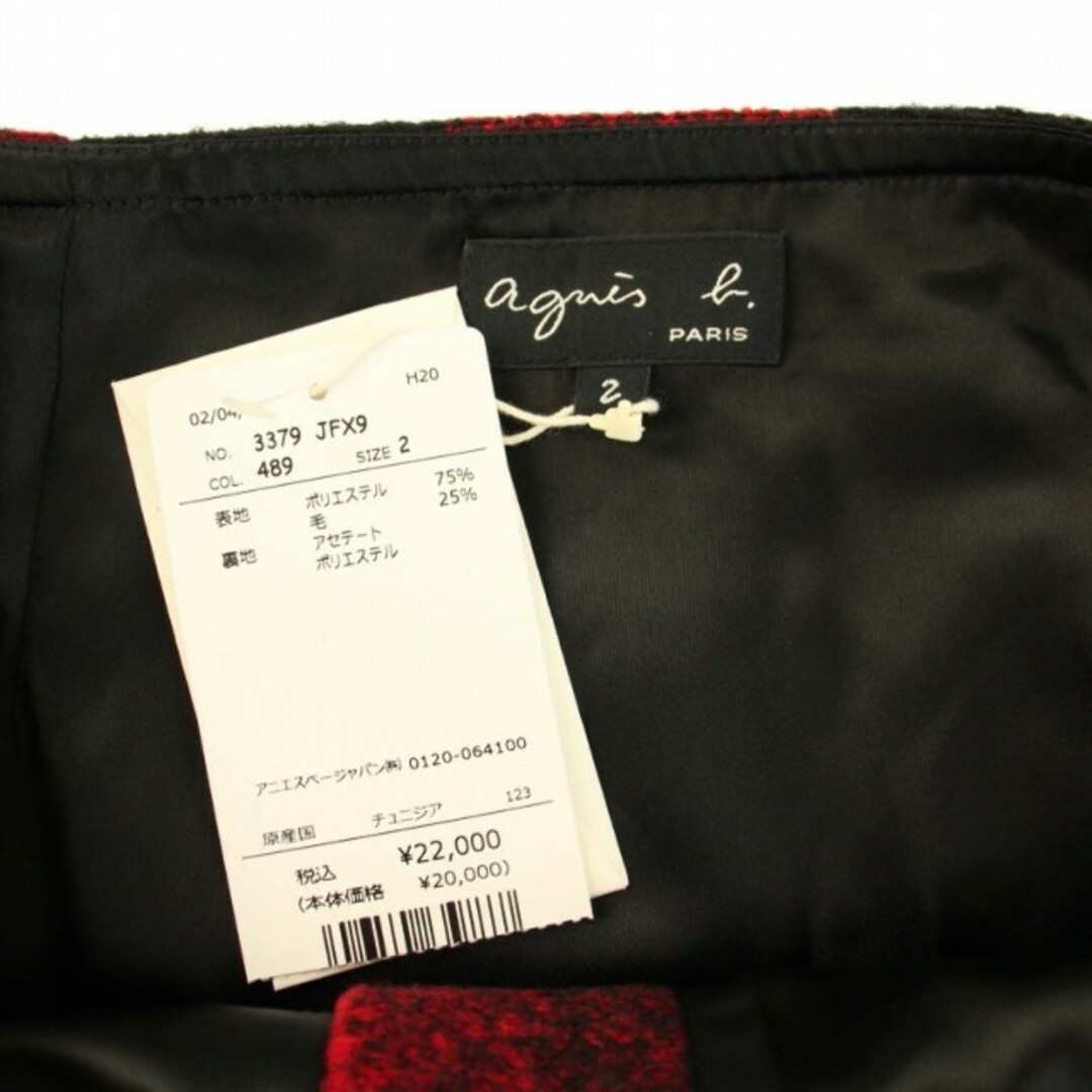agnes b.(アニエスベー)のアニエスベー パリス スカート ミニ 台形 チェック柄 タグ付き ウール混 2 レディースのスカート(ミニスカート)の商品写真