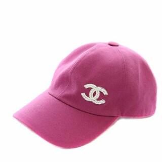シャネル 帽子 キャップ ココマーク ワンポイント ビーズ刺繍 ピンク