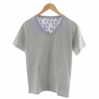 マルタンマルジェラ(Maison Martin Margiela)のMaison Margiela エイズTシャツ カットソー 半袖 S グレー 紫(Tシャツ/カットソー(半袖/袖なし))