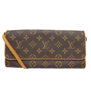 ルイヴィトン(LOUIS VUITTON)のLV ルイヴィトン Louis Vuitton ポシェットツインGM ショルダーバッグ モノグラム シンプル 定番 四角 肩掛け 斜め掛け ロゴデザイン ブラウン系 レザー M51852 レディース 【中古 Bランク】☆送料無料☆ 当店通常価格54800円(ショルダーバッグ)