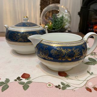 ウェッジウッド(WEDGWOOD)のウェッジウッド  コロンビア　ブルー＆ゴールド　シュガーポット　クリーマー(食器)