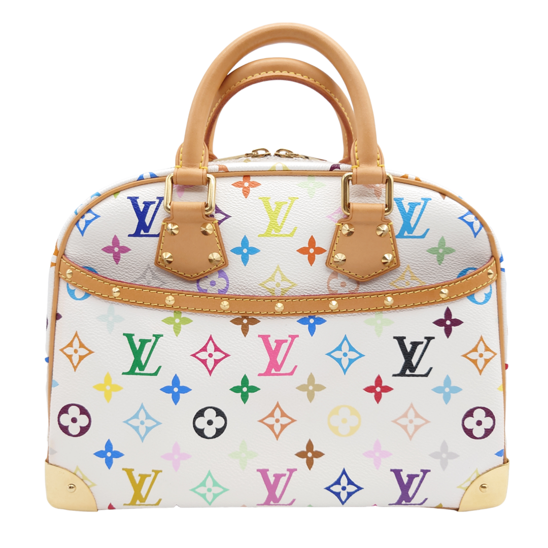 LOUIS VUITTON(ルイヴィトン)のルイヴィトン LV Louis Vuitton トゥルーヴィル ハンドバッグ バッグ 定番 自立 華やか 人気 ロゴデザイン モノグラム マルチカラー ホワイト系 ゴールドカラー金具 レザー M92663 レディース 【中古 ABランク】☆送料無料☆ 当店通常価格169800円 レディースのバッグ(ハンドバッグ)の商品写真