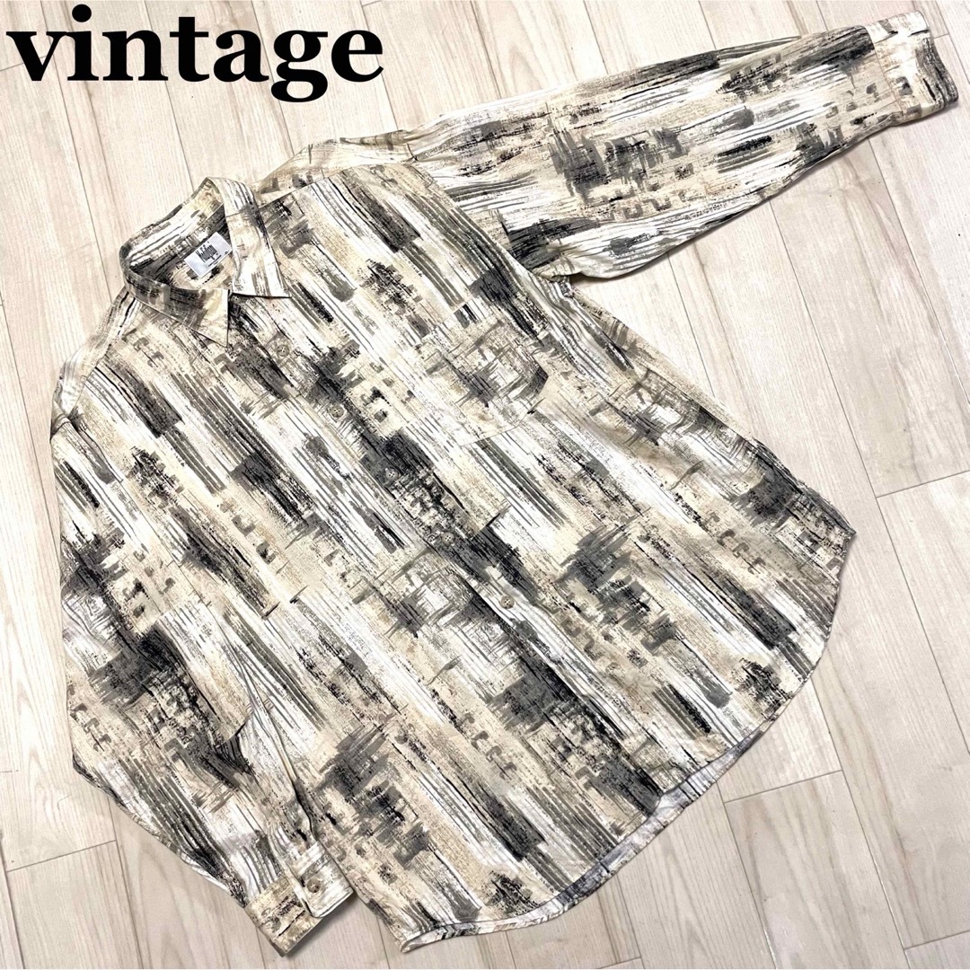 VINTAGE(ヴィンテージ)の【used】vintage ヴィンテージ 総柄シャツ アート 一点物 匿名配送 メンズのトップス(シャツ)の商品写真