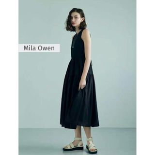 ミラオーウェン(Mila Owen)のタグ付き新品 Mila Owen バックデザインギャザーワンピース 1 BLK(ロングワンピース/マキシワンピース)