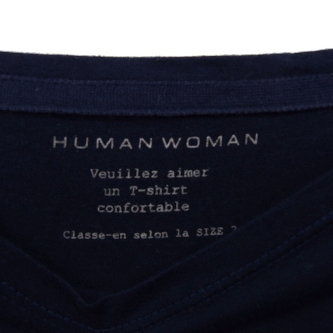 HUMAN WOMAN(ヒューマンウーマン)のヒューマンウーマン カットソー Tシャツ コットン 綿 スリット ボートネック  レディースのトップス(その他)の商品写真