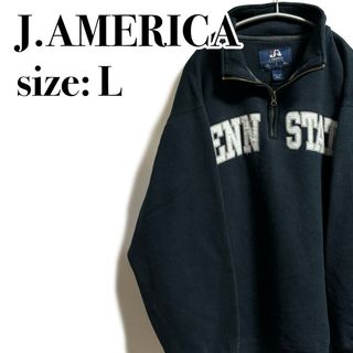 ヴィンテージ(VINTAGE)のJ.AMERICA ハーフジップ スウェット カレッジロゴ ビッグロゴ 海外古着(スウェット)