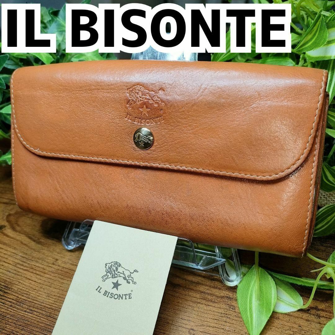 IL BISONTE(イルビゾンテ)のイルビゾンテ 長財布 ブラウン レザー IL BISONTE 折り財布 キャメル レディースのファッション小物(財布)の商品写真