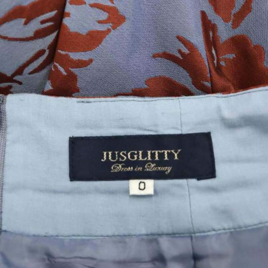 JUSGLITTY(ジャスグリッティー)のジャスグリッティー フラワージャガードスカート フレア ミモレ 0 XS 青 レディースのスカート(ロングスカート)の商品写真