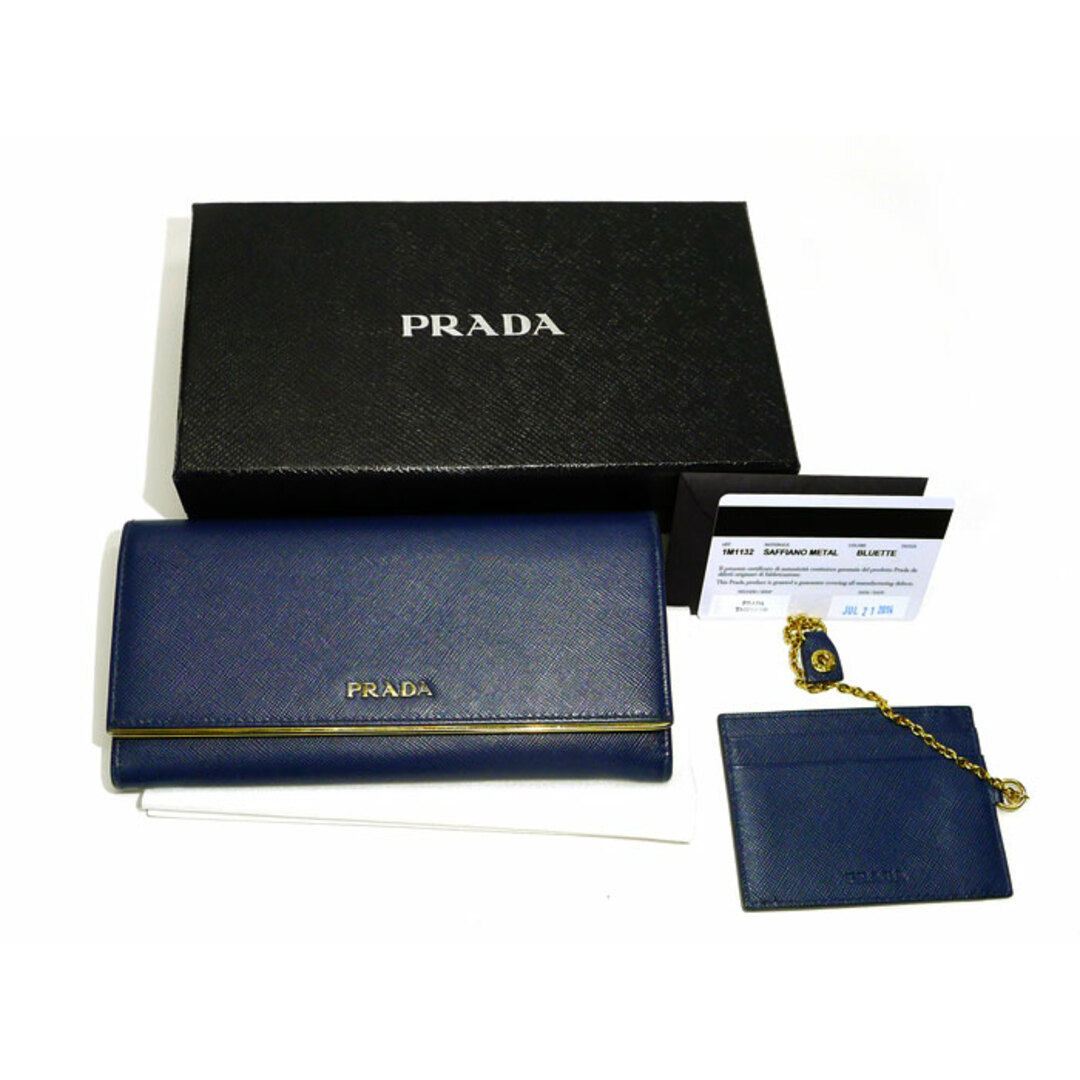 PRADA(プラダ)のPRADA 二つ折り 長財布 サフィアーノ メタル レザー BLUETTE レディースのファッション小物(財布)の商品写真