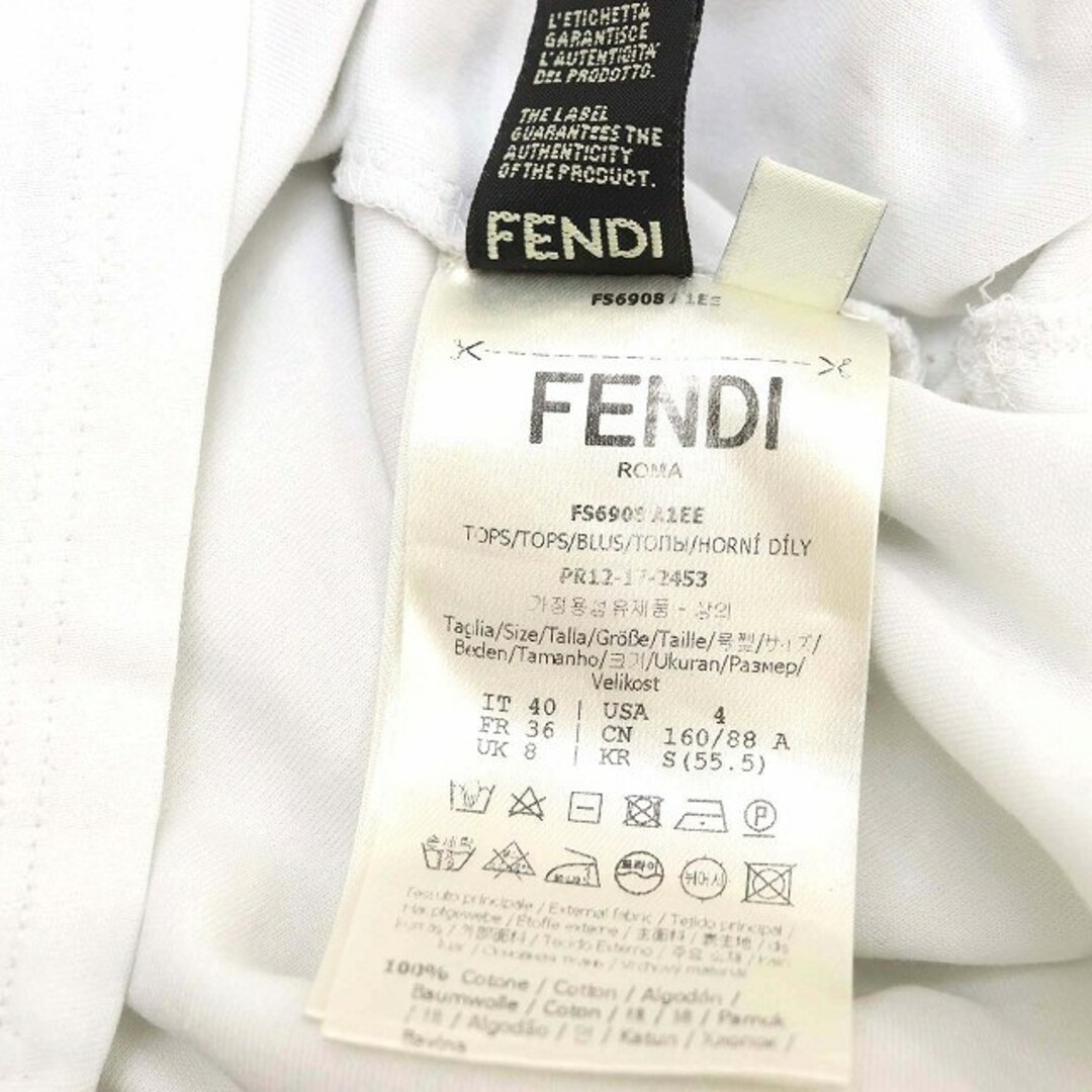 FENDI(フェンディ)のフェンディ ロゴネックTシャツ カットソー 半袖 40 FS6908 A1EE レディースのトップス(Tシャツ(半袖/袖なし))の商品写真