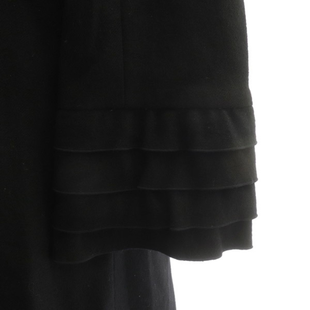 M'S GRACY(エムズグレイシー)のエムズグレイシー ウール フリル ノーカラーコート ロング 38 黒 ブラック レディースのジャケット/アウター(その他)の商品写真