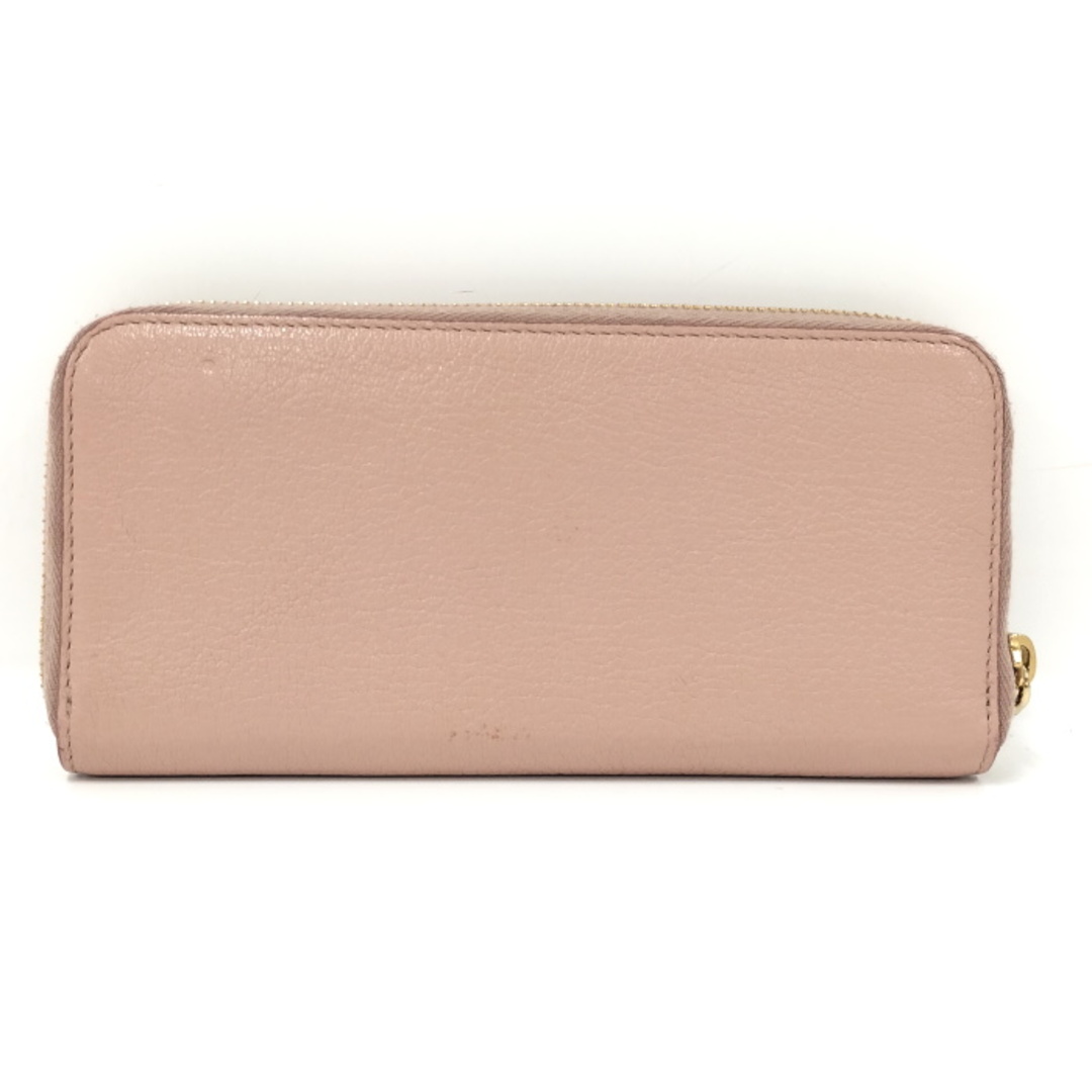 MIU MIU - MIU MIU ラウンドファスナー長財布 レザー ピンクの MIU MIU - MIU MIU ラウンドファスナー長財布 レザー ピンクの