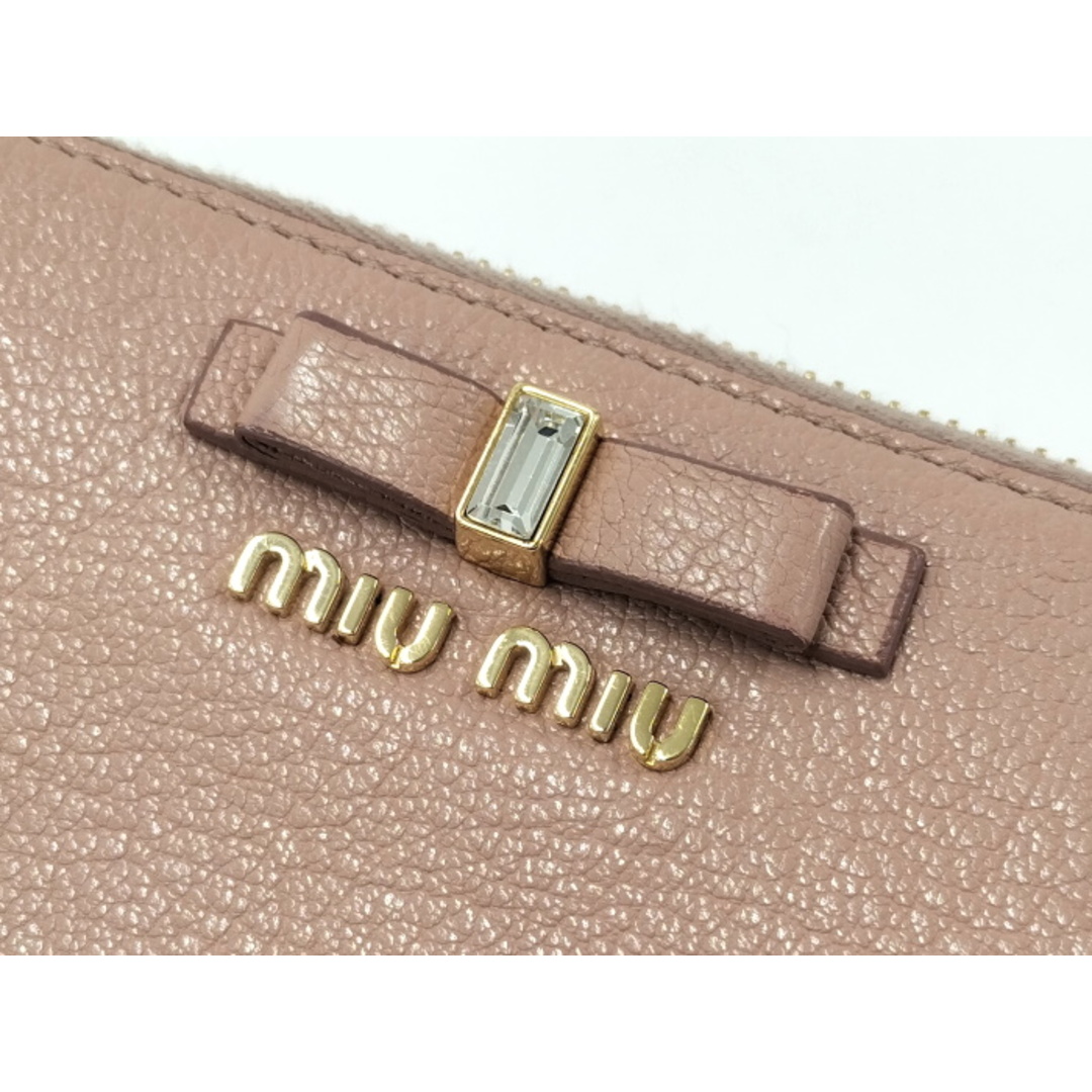 MIU MIU - MIU MIU ラウンドファスナー長財布 レザー ピンクの MIU MIU - MIU MIU ラウンドファスナー長財布 レザー ピンクの