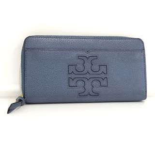 トリーバーチ(Tory Burch)のTORY BURCH ラウンドファスナー長財布 レザー マッドブルー(財布)