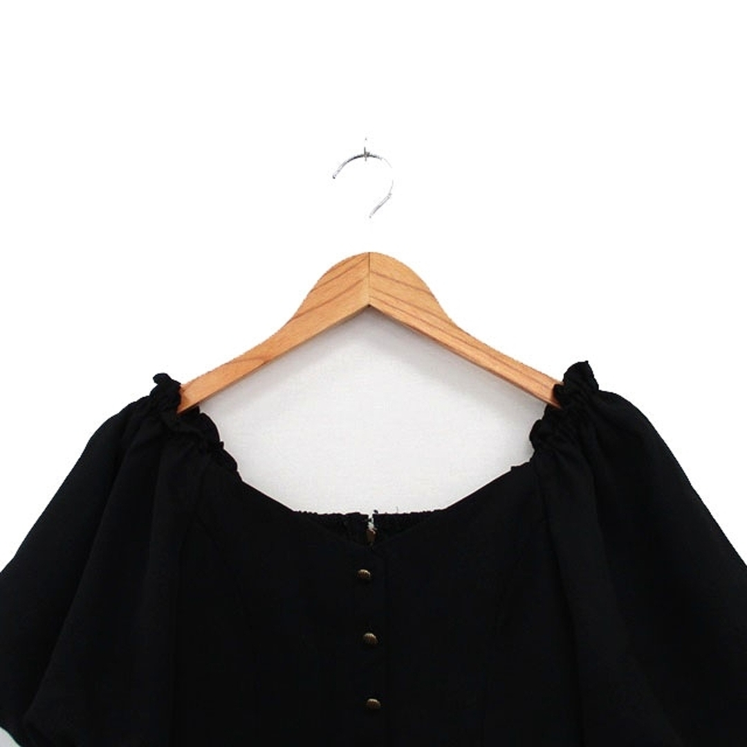 REDYAZEL(レディアゼル)のレディアゼル REDYAZEL ブラウス シャツ 半袖 シンプル F ブラック レディースのトップス(シャツ/ブラウス(半袖/袖なし))の商品写真