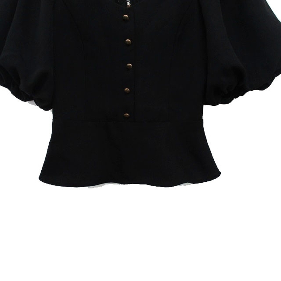 REDYAZEL(レディアゼル)のレディアゼル REDYAZEL ブラウス シャツ 半袖 シンプル F ブラック レディースのトップス(シャツ/ブラウス(半袖/袖なし))の商品写真