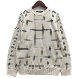 トミーヒルフィガー(TOMMY HILFIGER)のトミーヒルフィガー 90s ウィンドウペン リネン コットン ニット セーター(ニット/セーター)