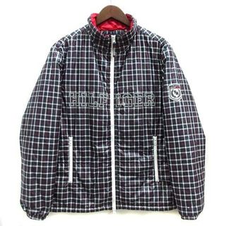 トミーヒルフィガー(TOMMY HILFIGER)のトミーヒルフィガー 中綿 チェック ジャケット ジップアップ 袖ワッペン 紺 L(ブルゾン)