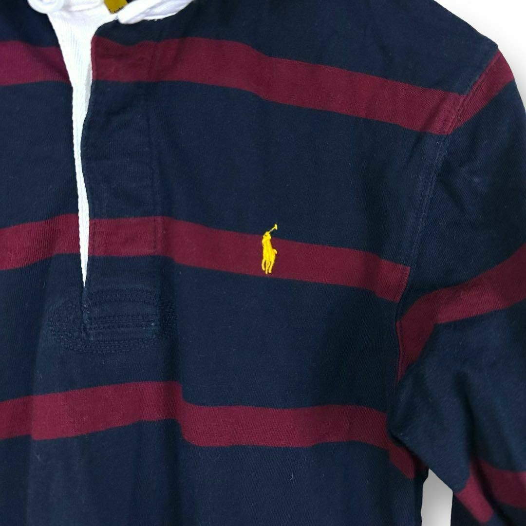 POLO RALPH LAUREN(ポロラルフローレン)のポロラルフローレン　長袖ポロシャツ　ボーダー　ネイビー　ボルドー　ポニー刺繍 キッズ/ベビー/マタニティのキッズ服女の子用(90cm~)(Tシャツ/カットソー)の商品写真