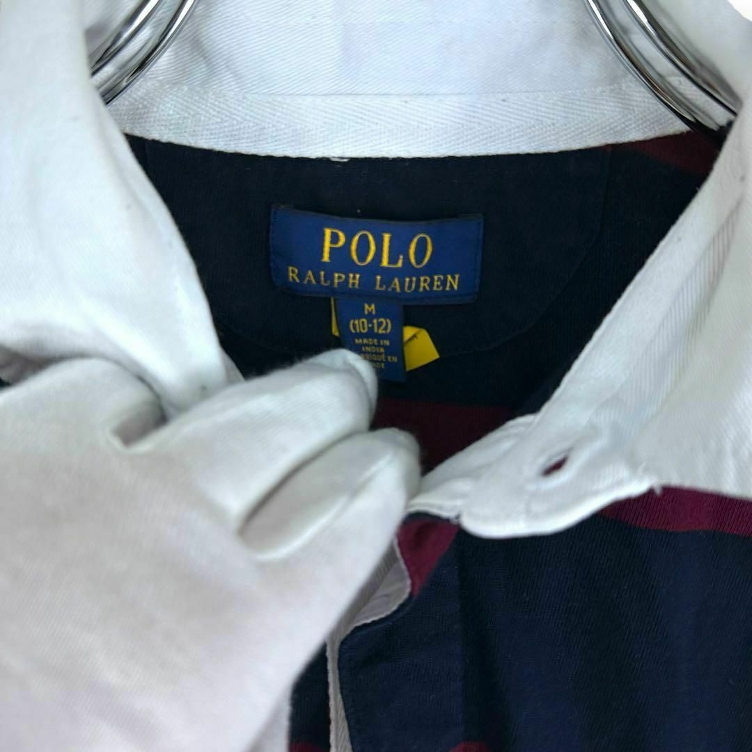 POLO RALPH LAUREN(ポロラルフローレン)のポロラルフローレン　長袖ポロシャツ　ボーダー　ネイビー　ボルドー　ポニー刺繍 キッズ/ベビー/マタニティのキッズ服女の子用(90cm~)(Tシャツ/カットソー)の商品写真