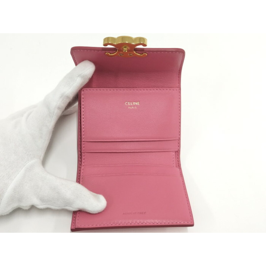 CELINE - CELINE 3つ折り 財布 トリオンフ 小銭入れ付き レザー CELINE - CELINE 3つ折り 財布 トリオンフ 小銭入れ付き レザー