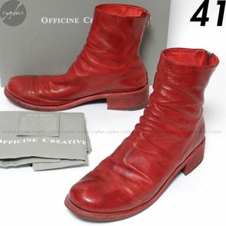 41 OFFICINE CREATIVE バックジップ レザー ブーツ レッド(ブーツ)