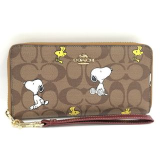 コーチ(COACH)のCOACH シグネチャー ラウンドファスナー 長財布 レザー ブラウン(財布)