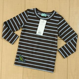 ハッカキッズ(hakka kids)の新品タグ付✴ハッカベビー★恐竜 ボーダー厚手Tシャツ  100(Tシャツ/カットソー)