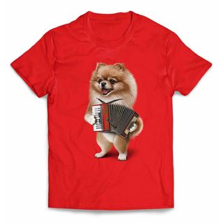 オレンジ ポメラニアン いぬ 犬 アコーディオン 半袖 Tシャツ メンズ(Tシャツ/カットソー(半袖/袖なし))