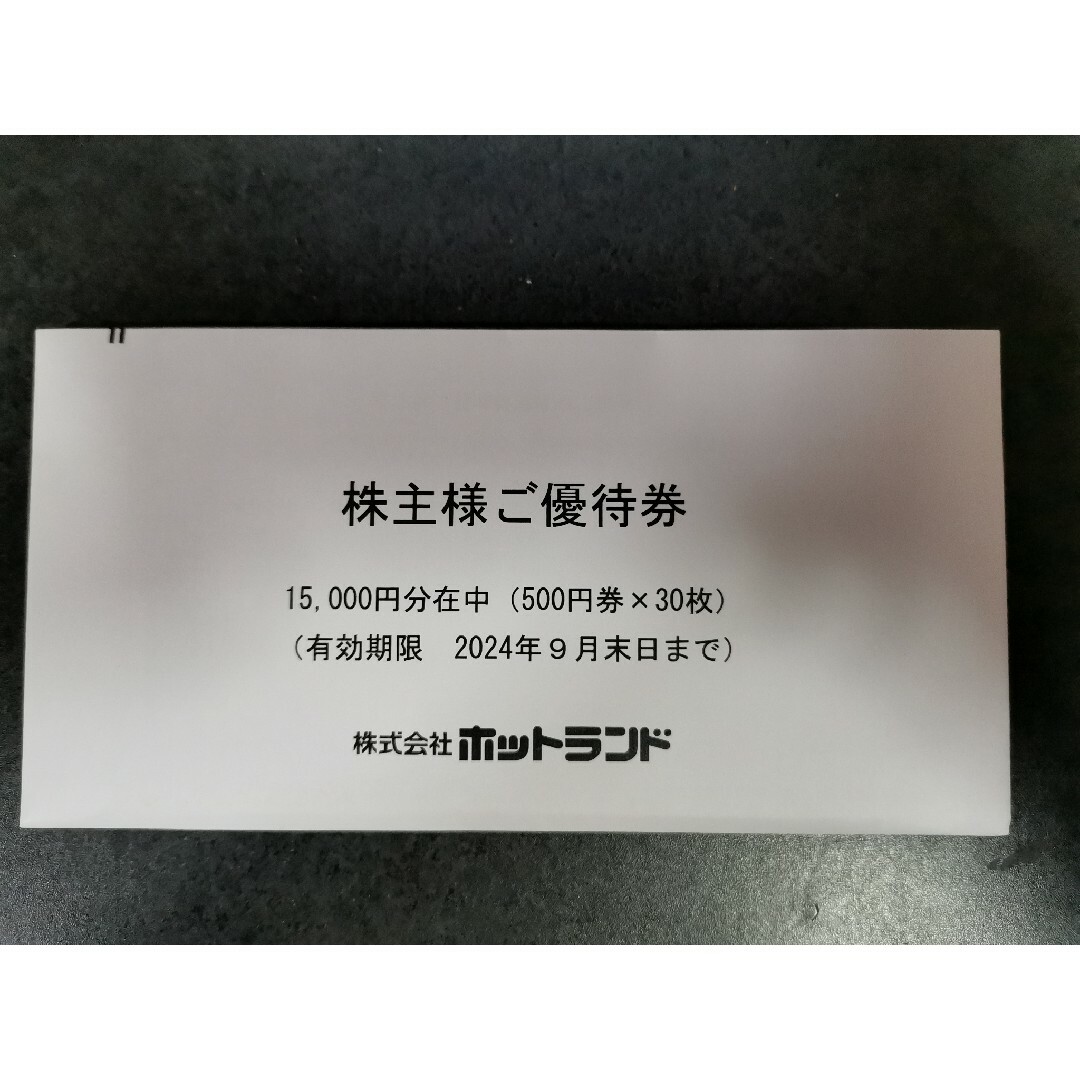 ホットランド　株主優待　15000円分　最新　未開封 チケットの優待券/割引券(レストラン/食事券)の商品写真